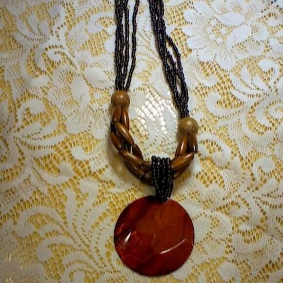 Exotic and Vibrant Beaded Single Shell 4-Strand Necklace, 27" with 3" adjustable - Picture 6 of 16